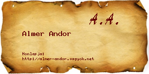 Almer Andor névjegykártya